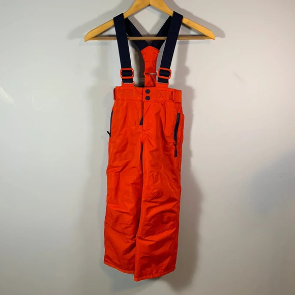 BODEN All-weather Waterproof Pants red snow bibs suspenders size 4-5y pockets - Picture 1 of 9